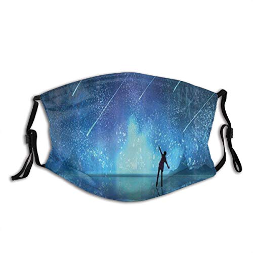 Bufanda Facial Unisex Reusable Nose Face Scarf Milky Way Galaxy People Under Starry Galxy Stary Mouth Scarf Adjustable Earloops with Replaceable Filter