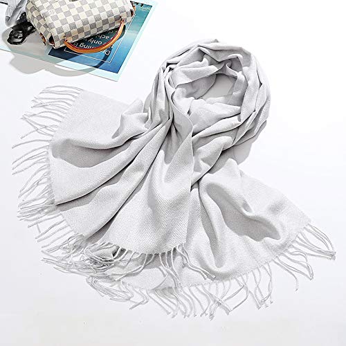 Bufandas Mujer Otoño E Invierno Color Sólido Sandwich Imitación Cachemira Gruesa Chal De Dos Usos 70Cm X 200Cm Arroz Gris