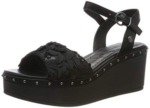 bugatti 411665825959, Sandalias con Plataforma Plana para Mujer, Negro (Black/Black 1010), 36 EU