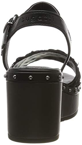 bugatti 411665825959, Sandalias con Plataforma Plana para Mujer, Negro (Black/Black 1010), 36 EU