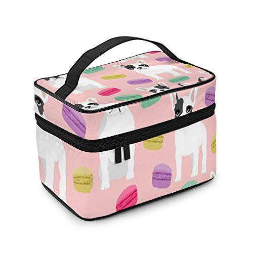 Bulldog francés Macaron Sweets Cosmetics Organizer para Viajar