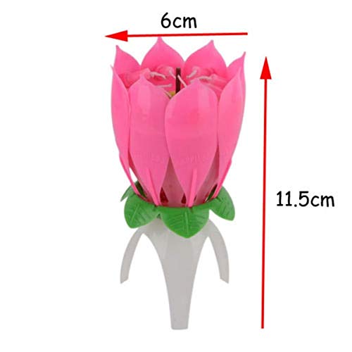 BUNRUN 2 Velas mágicas de Flores Musicales, utilizadas para felicitaciones, cumpleaños, música, actuaciones Musicales, Flores de Loto, Velas Especiales de cumpleaños, Regalos románticos