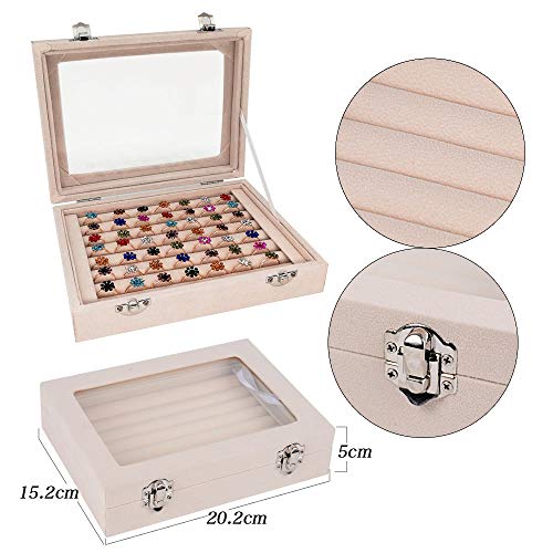 BUONDAC 2pcs Joyero de Madera Organizador Joyerías Caja Estuche de Almacenamiento para Joyas Anillos Bisutería Pendientes Collares Pulseras Aretes