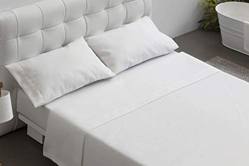 Burrito Blanco Juego de Sábanas Blanco de Hostelería para Cama de Matrimonio de 135 cm x 190/200 cm (Disponible en más Medidas)
