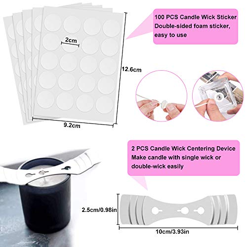 BUZIFU Kit de Fabricación de Velas, 206 unids, Incluye Vaso Medidor, Tarros de Lata de Vela, Mechas para Velas, Pegatinas de Mecha de Vela, Dispositivos Centrales y Cuchara, para Velas Caseras