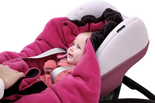 ByBoom® - Manta arrullo de invierno para bebé, es ideal para sillas de coche (p.ej. de las marcas Maxi-Cosi y Römer), para cochecitos de bebé, sillas de paseo o cunas; LA MANTA ARRULLO ORIGINAL CON EL OSO, Color:Rosa/Blanco