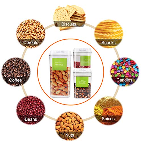 C100AE 6 Piezas Juegos de Recipientes Herméticos,Contenedor de Almacenamiento de Alimentos, Jarras de Almacenamiento de Plástico con Tapa Hermética – sin BPA