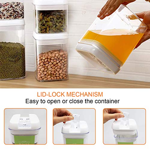 C100AE 6 Piezas Juegos de Recipientes Herméticos,Contenedor de Almacenamiento de Alimentos, Jarras de Almacenamiento de Plástico con Tapa Hermética – sin BPA