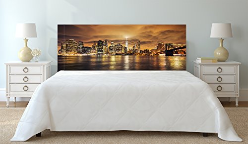 Cabecero Cama Cartón Ecológico Manhattan al Atardecer, Nueva York. Vista Desde Brooklyn | 150x60cm | Disponible en Varias Medidas | Cabecero Ligero, Elegante, Resistente y Económico