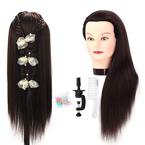 Cabeza Maniquí Peluqueria practicas Formación muñeca de la cosmetología 100% Cabello sintético (con soporte) ESK4P