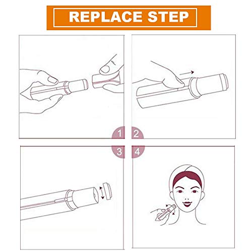 Cabezales de Depiladora Facial Mujer Electrica de Repuesto Poweka para Removedor de Vello Impecable 18K Oro Rosa con Cepillo de Limpieza