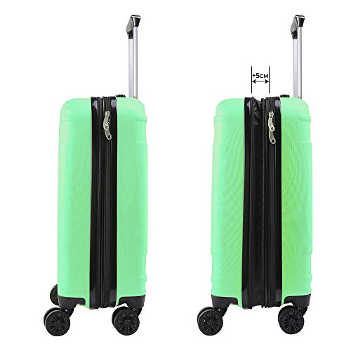 Cabin Max Velocity - Maleta para Equipaje de Cabina Ligera | Trolley de ABS con Ruedas de 55 x 40 x 20 cm Extensible a 55 x 40 x 25 cm Aprobado para Vuelo en Ryanair, EasyJet, BA (Verde Menta)