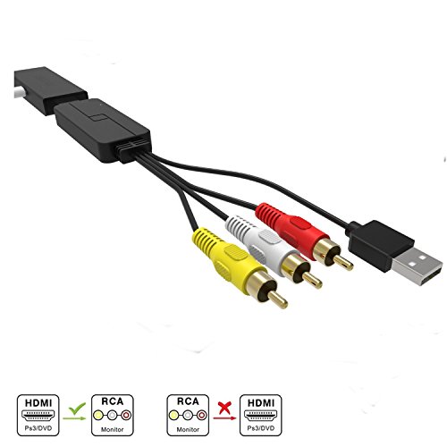 CableDeconn HDMI to 3RCA Cable, HDMI to 3RCA AV Composite Video Audio Converter Adapter For Amazon Fire TV Sticks HD Player PC Laptop HDTV etc