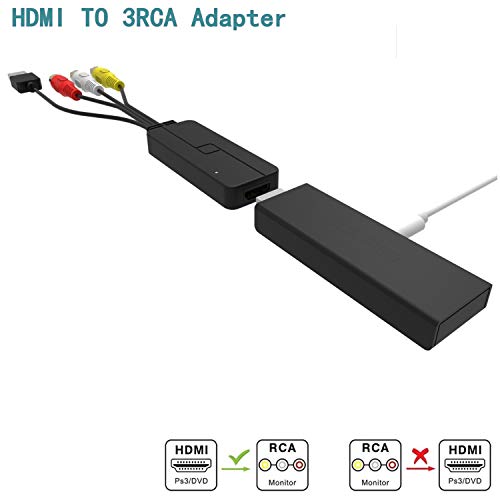 CableDeconn HDMI to 3RCA Cable, HDMI to 3RCA AV Composite Video Audio Converter Adapter For Amazon Fire TV Sticks HD Player PC Laptop HDTV etc