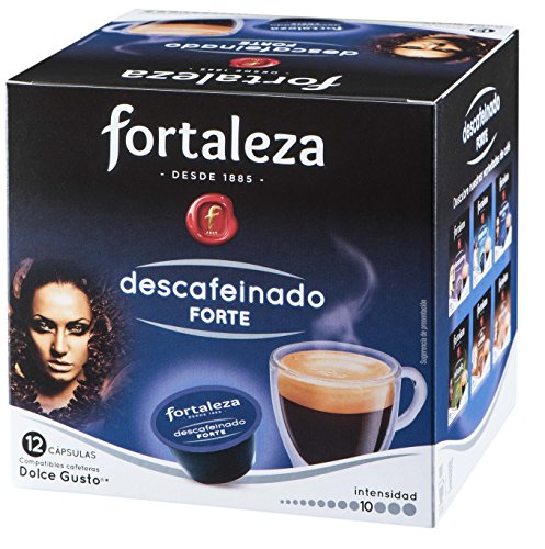 Café FORTALEZA - Cápsulas de Café Descafeinado Forte Compatibles con Dolce Gusto - Pack 4 x 12 - Total 48 cápsulas