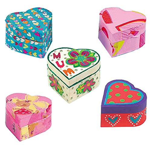 CAILI 2 Piezas Joyero de Madera en Forma de corazón,Caja de Almacenamiento,Caja de Madera,Caja de Madera Lisa,Caja de Madera para joyería para Guardar Maquillaje,Pendientes,Anillos