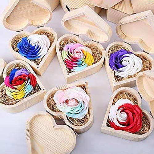CAILI 2 Piezas Joyero de Madera en Forma de corazón,Caja de Almacenamiento,Caja de Madera,Caja de Madera Lisa,Caja de Madera para joyería para Guardar Maquillaje,Pendientes,Anillos