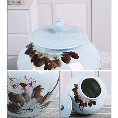 Caja de almacenamiento de arroz sellada, contenedor de arroz, tanque de almacenamiento de cerámica para cocina, contenedor de harina, tarro de kimchi de cerámica, 28,5x28,5x34cm, Blue, 28.5x28.5x34cm