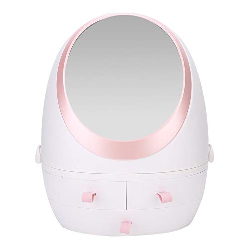 Caja de almacenamiento de cosméticos de escritorio, organizador de cosméticos con cajón de espejos Tipo de cepillo de maquillaje a prueba de polvo Organizador de productos para el cuidado de la piel