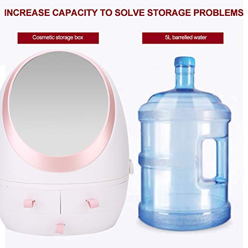 Caja de almacenamiento de cosméticos de escritorio, organizador de cosméticos con cajón de espejos Tipo de cepillo de maquillaje a prueba de polvo Organizador de productos para el cuidado de la piel