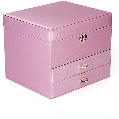 Caja de almacenamiento grande para joyas, con 3 capas con espejo de maquillaje y cajón para regalo de boda para el día de la madre
