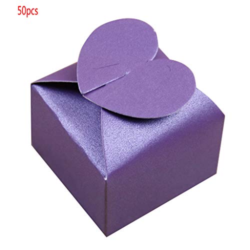 Caja de cartón con forma de corazón, para bombones de boda, San Valentín, con forma de corazón, 50 paquetes de regalo de R-Weichong, rojo
