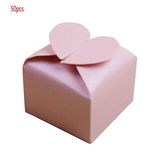 Caja de cartón con forma de corazón, para bombones de boda, San Valentín, con forma de corazón, 50 paquetes de regalo de R-Weichong, rojo