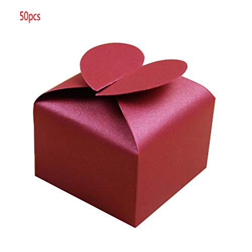 Caja de cartón con forma de corazón, para bombones de boda, San Valentín, con forma de corazón, 50 paquetes de regalo de R-Weichong, rojo