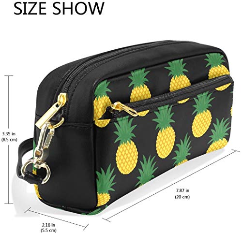 Caja de lápices, los pétalos de flor de ciruelo voladores pequeñas flores impresas trazo de lápiz de bolsillo de la bolsa de maquillaje resistente al agua de la PU 2 bolsillos para encant.