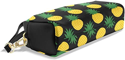 Caja de lápices, los pétalos de flor de ciruelo voladores pequeñas flores impresas trazo de lápiz de bolsillo de la bolsa de maquillaje resistente al agua de la PU 2 bolsillos para encant.