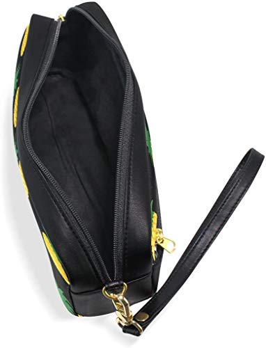 Caja de lápices, los pétalos de flor de ciruelo voladores pequeñas flores impresas trazo de lápiz de bolsillo de la bolsa de maquillaje resistente al agua de la PU 2 bolsillos para encant.