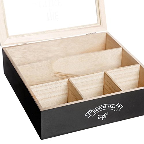 Caja de té en Madera - Estilo Restaurante - Color NEGRO y MADERA Natural