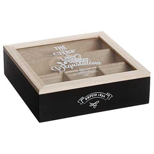 Caja de té en Madera - Estilo Restaurante - Color NEGRO y MADERA Natural