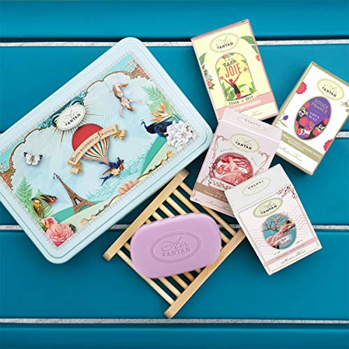 Caja Regalo 4x100g Jabones Solidos Manteca de Karite, Aceite de Almandra Organicos y Aceite de Argan Orgánica/ 4 Perfumes/Fabricado en Francia/Jabones Naturales/Regalo Mama/Regalo Mujer Original