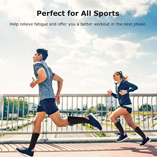 Calcetines de compresión, Calcetines/Medias de Compresión para Hombres y Mujeres, Running, Deporte, Correr, Senderismo, Volar, Viajar, Varicosas, Transpirables y Resistentes (S/M, Pink)