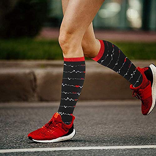 Calcetines de compresión Medias de compresión para Hombres y Mujeres Aptos para Correr, Enfermeras, férulas de espinilla, Viajes en avión y Embarazo de Maternidad Mejor circulación sanguínea