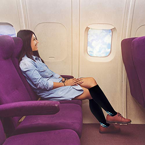 Calcetines de Compresión para Hombres y Mujeres - Medias de Compresion para Deporte - Maratones - Enfermeras - Estrés tibial Interior - Durante Embarazo (S/M (35-42), Negro/Azul)