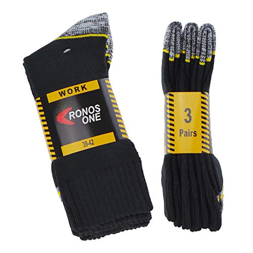 Calcetines de TRABAJO (3 pares) ideales para botas de trabajo o calzado de seguridad. Con goma ANTI-PRESION y talón y puntera reforzados. También son idóneos para deportes de invierno. (43-46)