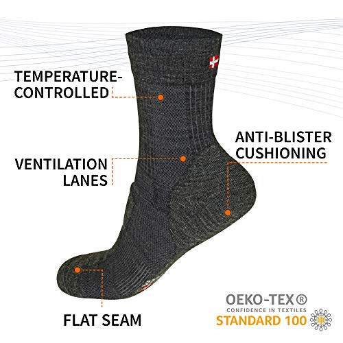 Calcetines Ligeros de Senderismo y Trekking de Lana Merino 3 pares (Gris, EU 39-42)