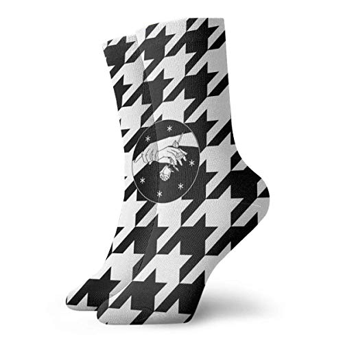 Calcetines Para Hombre Y Mujer,Crew Socks,Fútbol Medias Bajas,Calcetines Deportivos,Quarter Calcetín,Calcetines Cortos Para Adultos Con Estampado De Pata De Gallo En Blanco Y Negro