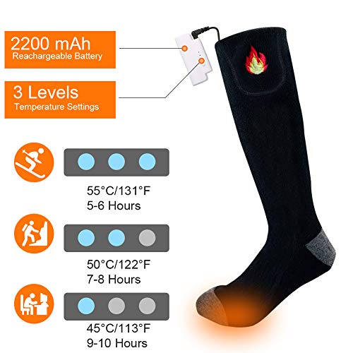 Calcetines Térmicos Eléctricos Recargable Con 3 Ajustes De Calefacción, Calcetines Térmicos De Invierno Para Hombres Mujeres, 3,7 V 2200 mAh Calentador De Pies Para Senderismo, Caza, Camping, Esquí