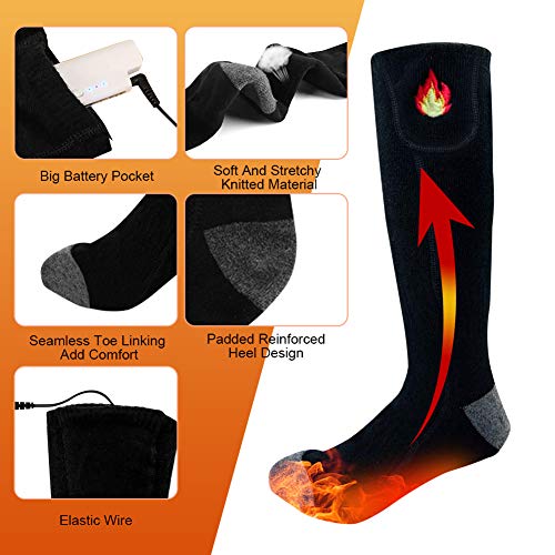 Calcetines Térmicos Eléctricos Recargable Con 3 Ajustes De Calefacción, Calcetines Térmicos De Invierno Para Hombres Mujeres, 3,7 V 2200 mAh Calentador De Pies Para Senderismo, Caza, Camping, Esquí