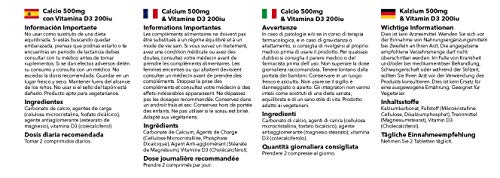 Calcio 500mg y Vitamina D3 200iu - ¡Bote para 1 año! - Apto para vegetarianos - 360 Comprimidos - SimplySupplements