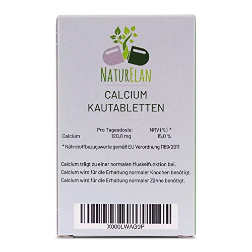 Calcio para niños, de NaturElan, para preservar los huesos normales, 60 tabletas