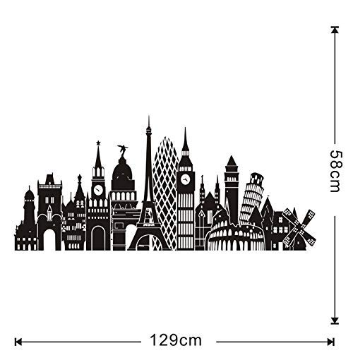 Calcomanías De Pared De Paisajes De Ciudades Europeas Pegatinas De Construcción Auto Vinilo Arte De La Pared Papel Pintado Adhesivo Decoración Del Hogar