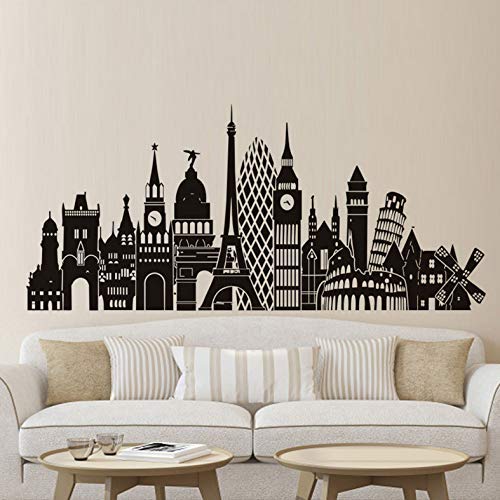 Calcomanías De Pared De Paisajes De Ciudades Europeas Pegatinas De Construcción Auto Vinilo Arte De La Pared Papel Pintado Adhesivo Decoración Del Hogar