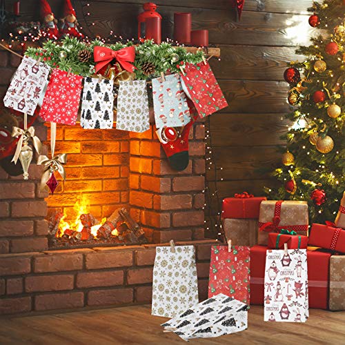 Calendario De Adviento, Bolsa De Regalo Navidad, 24Pcs Calendario De Adviento DIY Calendario Adviento para Navidad para Rellenar, Bolsas Calendario Adviento con 24 Pegatinas De Adviento,para Navideña