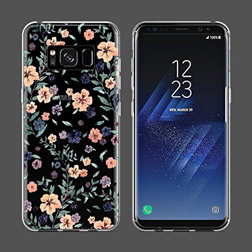 Caler Compatible con Sumsung Galaxy S8 Plus Funda de Suave TPU Gel Silicona Transparente Ultra-Delgado Ligera Anti-rasguños Protección Animales y Plantas Patrones Carcasa - Flores Silvestres
