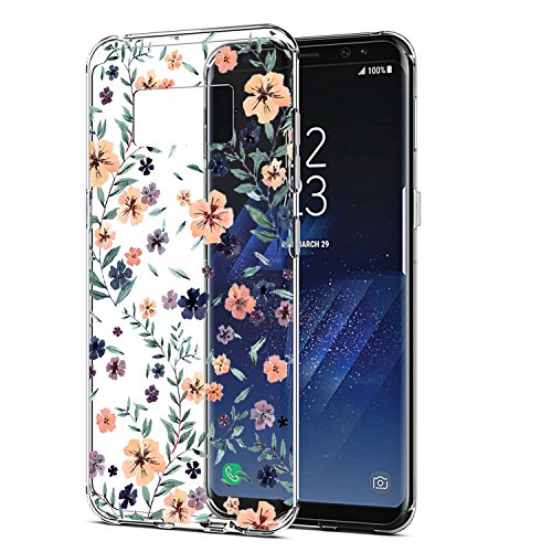 Caler Funda Sumsung Galaxy S8 Case, Suave TPU Gel Silicona Ultra-Delgado Ligera Anti-rasguños Protección Animales y Plantas Patrones Carcasa (Flores Silvestres)