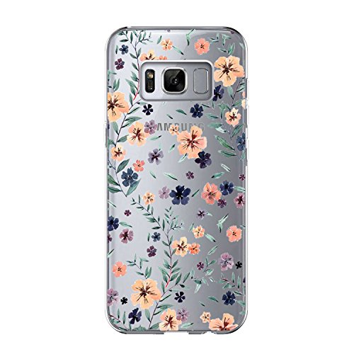 Caler Funda Sumsung Galaxy S8 Case, Suave TPU Gel Silicona Ultra-Delgado Ligera Anti-rasguños Protección Animales y Plantas Patrones Carcasa (Flores Silvestres)